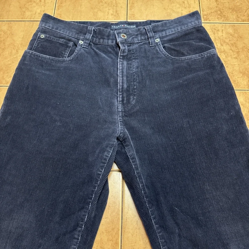 TOMMY HILFIGER Freedom Fit Mens 32 x 32 Navy Blue Corduroy Pants Cotton Vintage